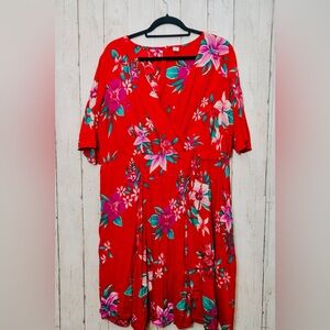 Tropical floral Old Navy wrap dress.